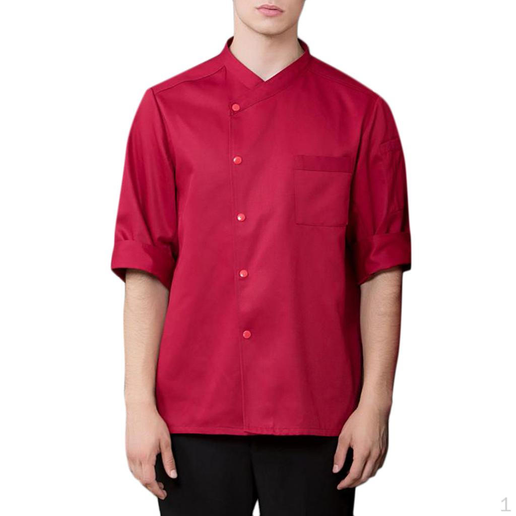 Женская мужская поварская куртка с рукавом 3/4 Рабочая одежда Кухонная куртка 3XL красный