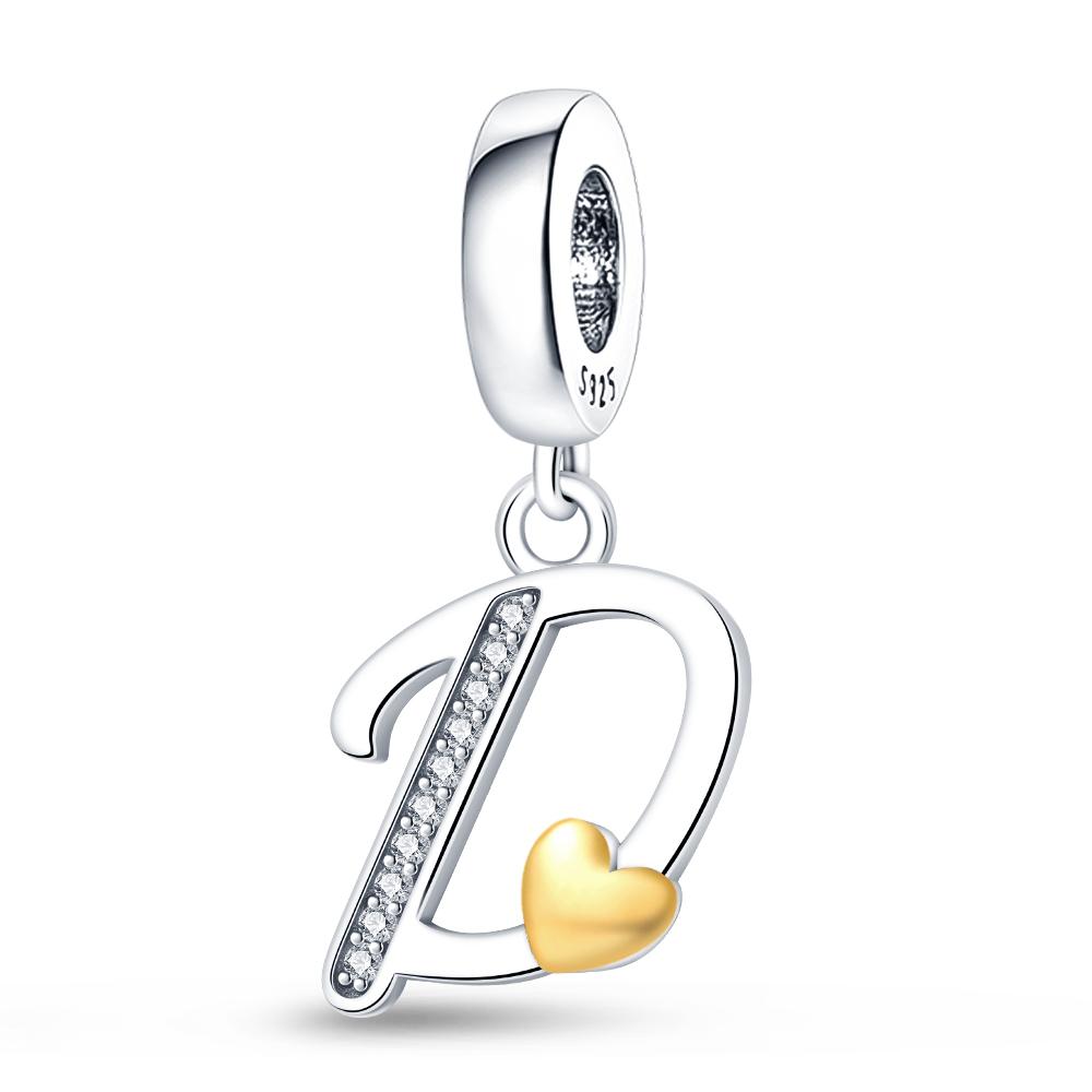 Charms Plata De Leyfit Pan Original Bracelets 26 Letter English Alphabet Beads Pendant Firely Diy Jewelry Making