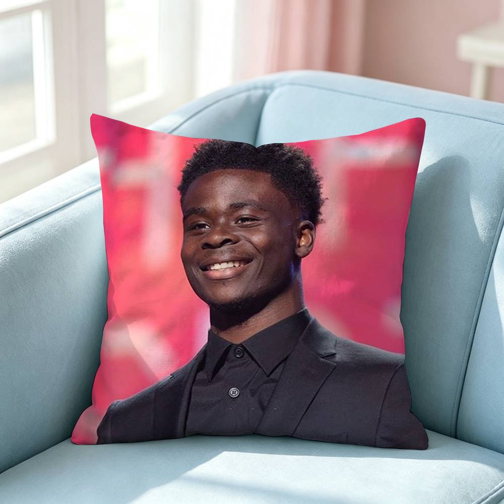 Football Star BBukayo Saka Pillow Case Square DoubleSided Sofa Cushion Cover Bedroom Bedside Pillow