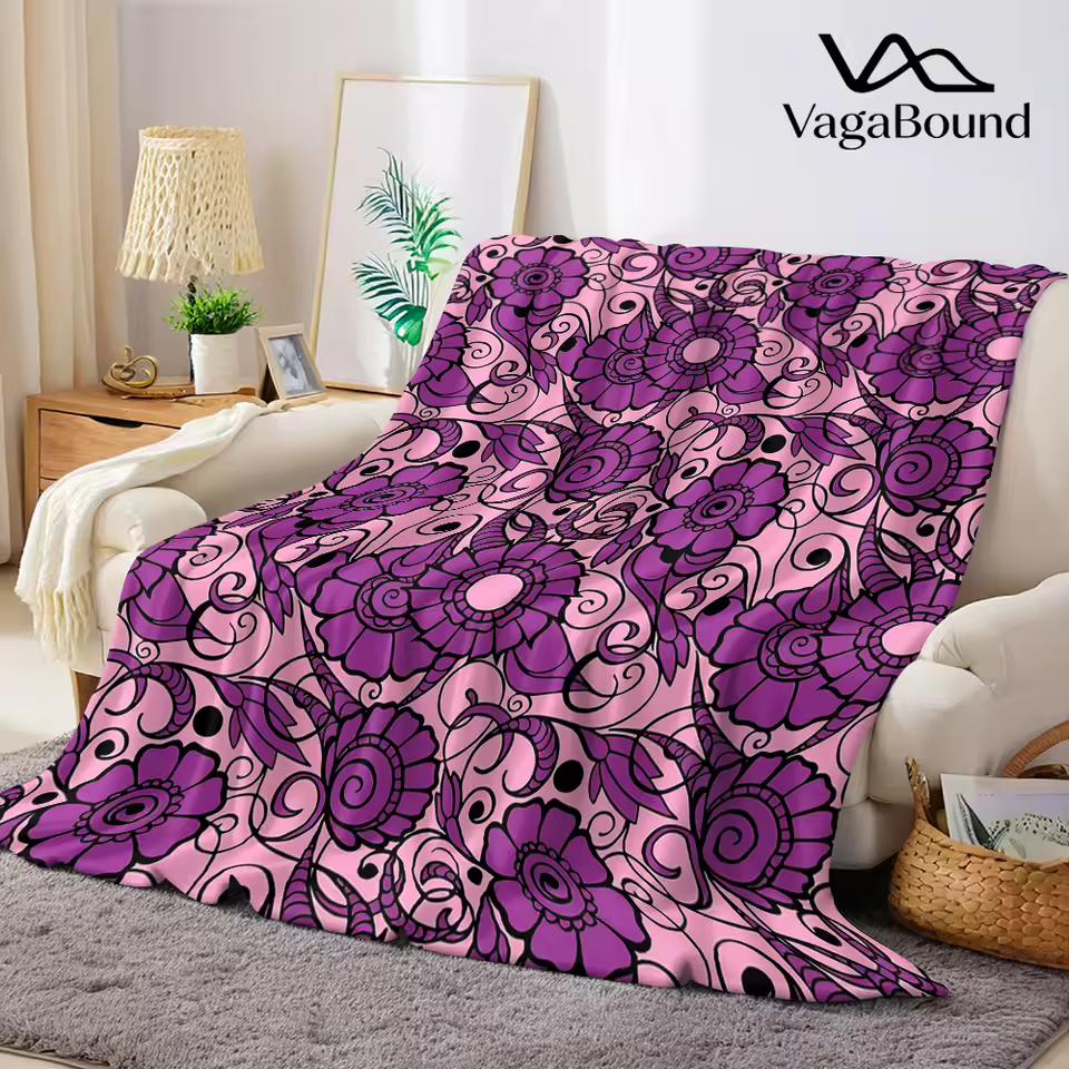 Lavendel Bloemen Flanellen Deken Warm Zacht Halloween Kerst Bank Warm Gezellig Decoratief Decor Cadeau voor Elk Seizoen