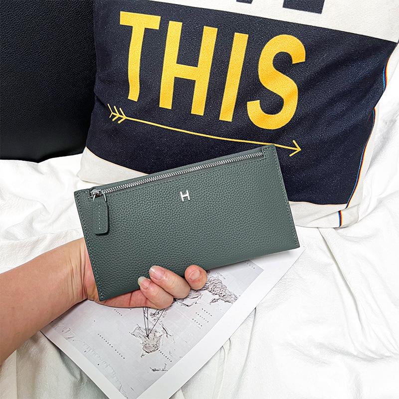 

Women s Ultra-Thin Genuine Leather Wallet 2025: Top Grain Cowhide Clutch with Phone & Card Holder, Simple Zipper Design миндальный/зелёный