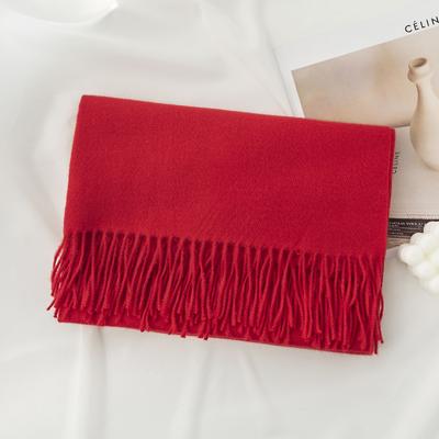 Autumn And Winter Angora Red Scarf Lady High-End Sense Of Imitation Cashmere Scarf Pure Color Warm Scarf Shawl