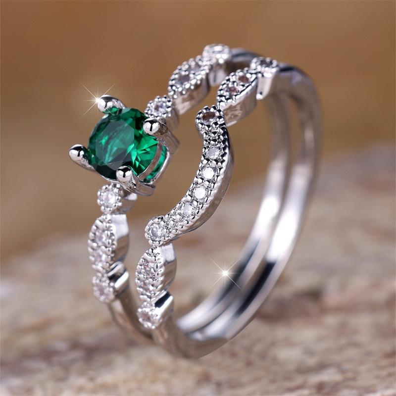 Four-claw sense niche set of rings, simple personality niche elegance, ring pair no. 6