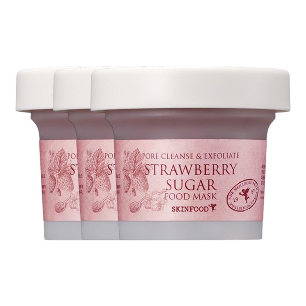 SKINFOOD Strawberry Sugar Food Mask 120g x 3ea – Refreshing Exfoliating & Deep Moisturizing Wash-Off Mask