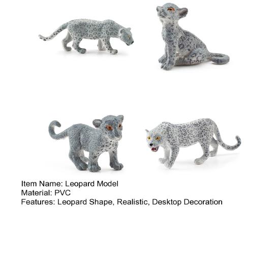 4Pcs/Set Simulation Leopard Family Model PVC Snow Leopard Figurine Realistic Miniature Wildlife Animal