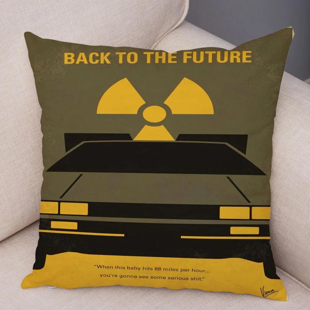 Cartoon Klassiker Film Kissenbezug Deko Zurück in die Zukunft Kissenbezug Superweicher Plüsch Kissenbezug für Sofa Zuhause Auto 45x45cm