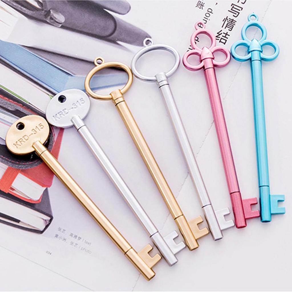 6/12pcs 5 Colors Vintage Key Shape Pen Ballpoint Pen 0.38mm
