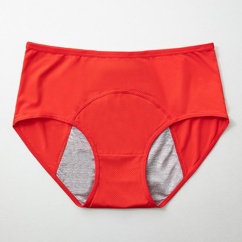 Mid-Waist Leak-Proof High-Elastic Menstrual Briefs for Women, Sizes 80-280 lbs, Comfortable & Breathable.