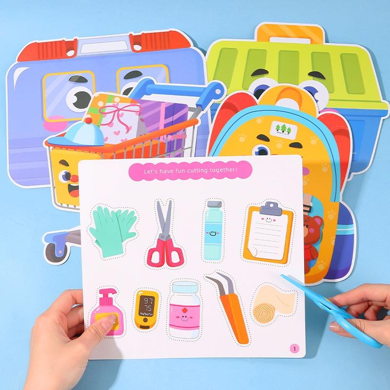 Kids Early Education Diy Quiet Book Paper Cutting Matching Puzzle Toy