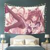 1pc N-Nekopara C-Chocola Maid Tapestry Heart Gesture Pink Bows Print Decor for Neko Anime Fans Bedroom Dorm Home