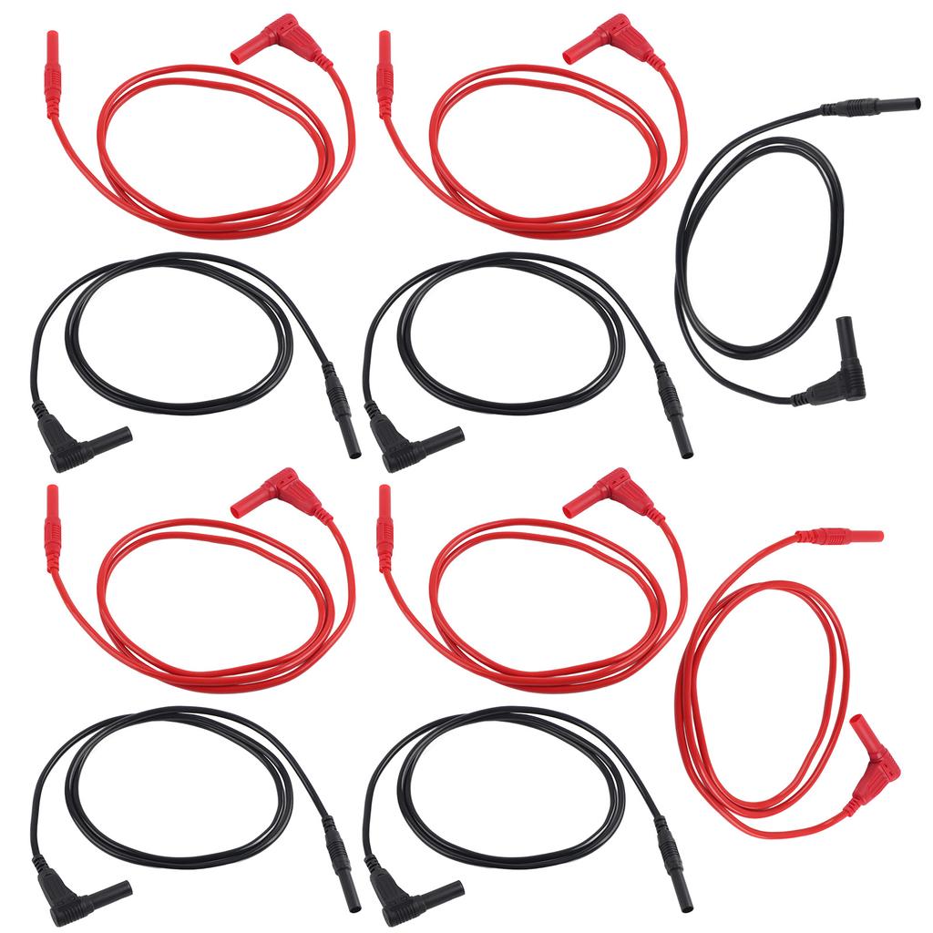 5 Set Banana Plug Test   4mm Right Angle Straight Plugs Male To Male Test Cable for Electronic Repair