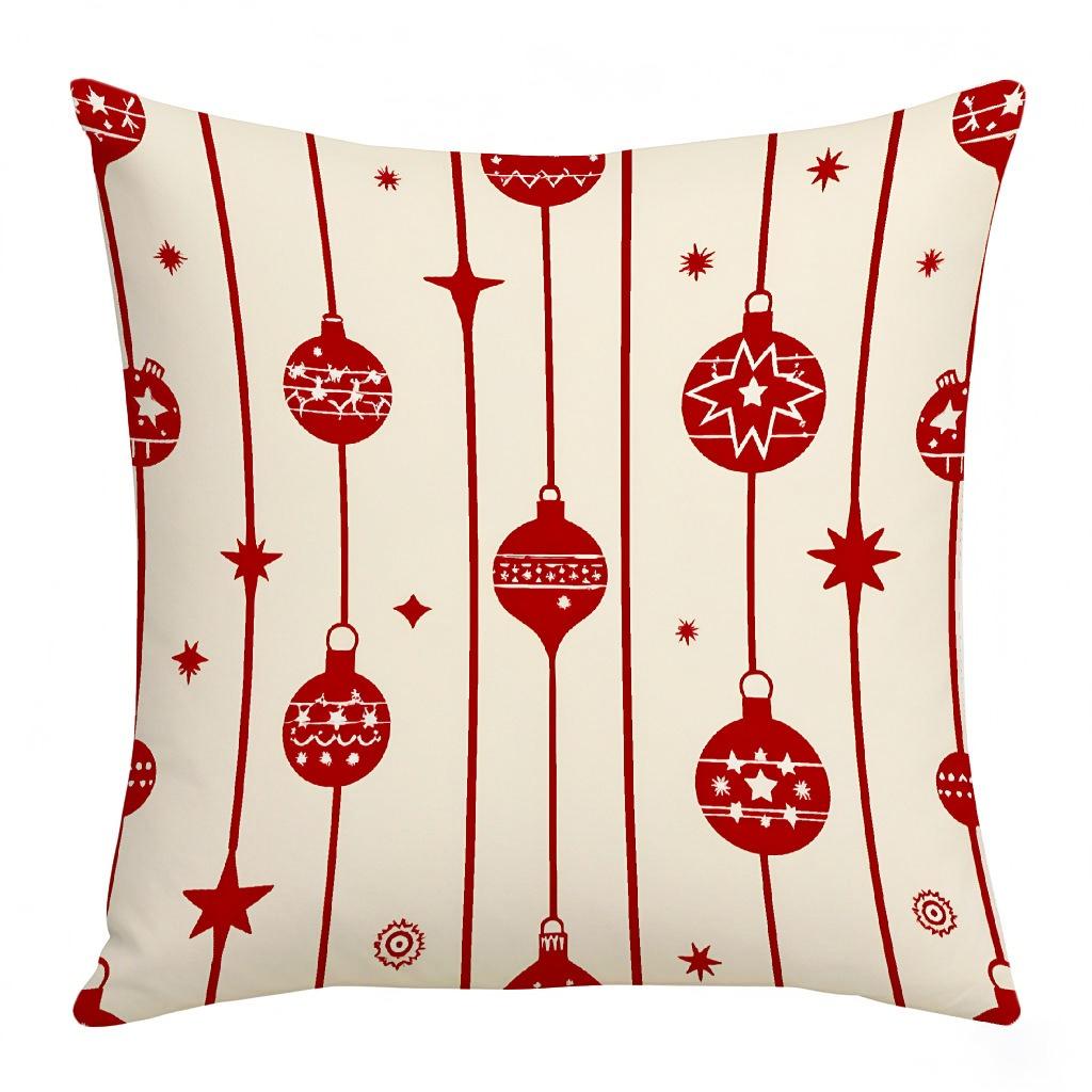 Christmas Red and White Patterned Throw Pillow Cushions Polyester Pillowcase, Sofa Decorative Cushion Cov Headboard Pillow