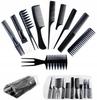 Set of 10 Hairdressing Combs + Black Case