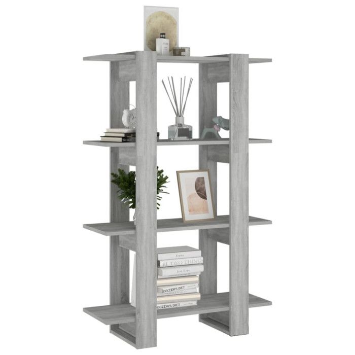 Bibliothèque - Sonoma - 80x30x123,5 cm - Bois - Séparateur de pièce - Gris sonoma