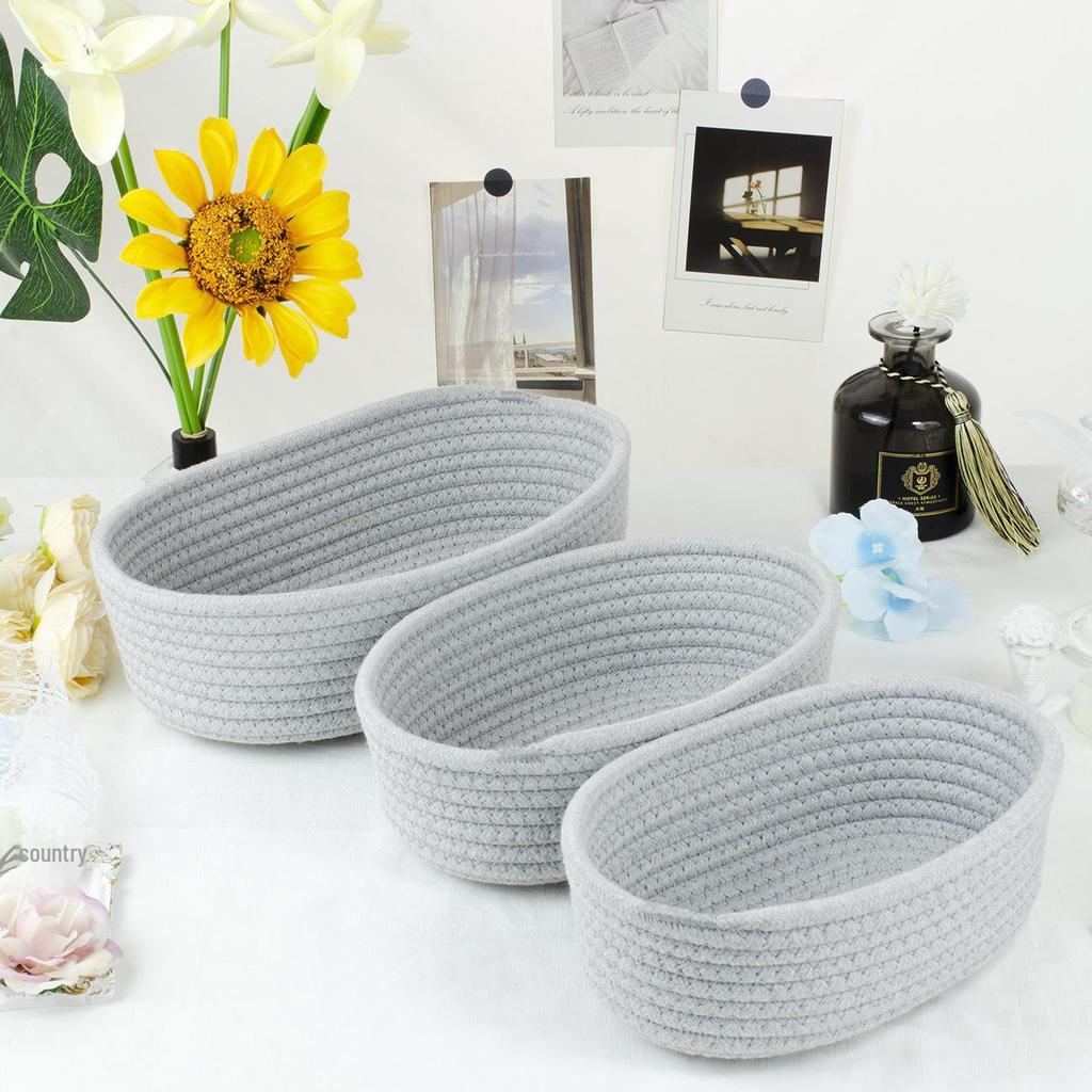Moderner ovaler Aufbewahrungskorb aus Baumwollseil für Snacks & Kosmetik