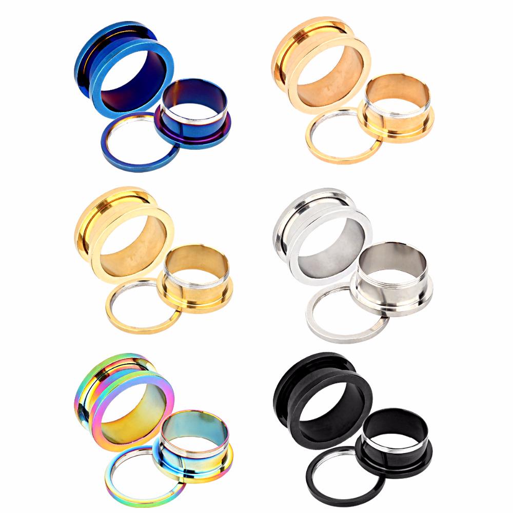 2PCS Ear Gauges Plugs Double Flared Piercing Flesh Tunnel Expanders Stretchers Earring Body Jewelry