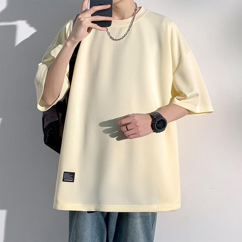 VUUG Unisex Solid Color Loose Fit Short-Sleeve T-Shirt M