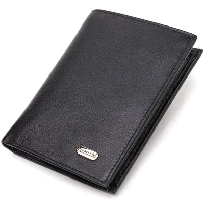 Men's Capacious Wallet In a Vertical Format Made of Genuine Leather CANPELLINI 21753 Black