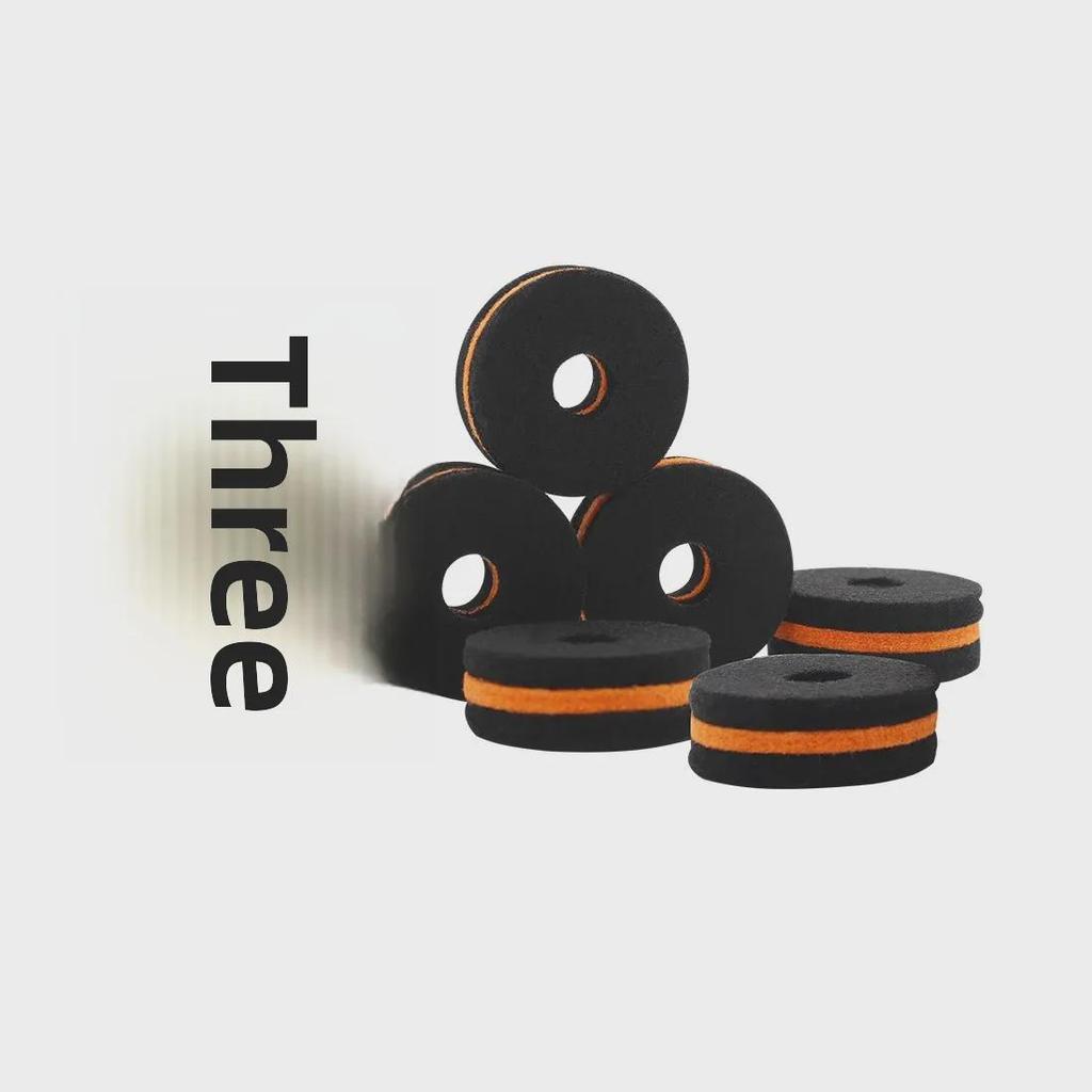 Black & Gold Non-Slip Felt Drum Cymbal Pads - Set of 10