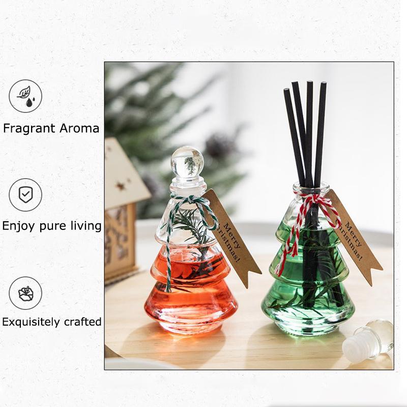 1PC Flameless Souvenir Aromatherapy Fresh Gift Box Ornament Glass Indoor Fragrance Long-lasting Christmas Tree Home