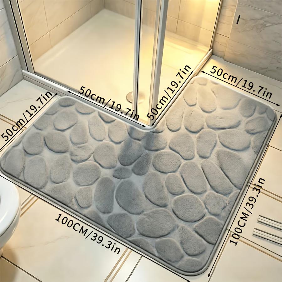 Ultra-Soft Bath Mat, L-Shaped Pebble Bath Mat, Soft and Comfortable Carpet, Suitable for Shower Mat, Bathroom Accessories,
