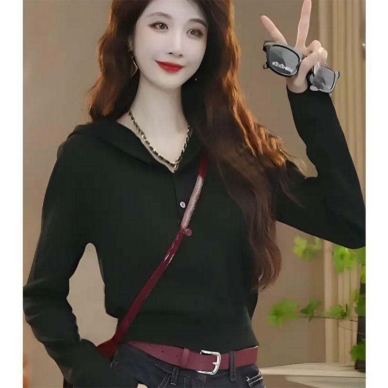 

Plus Size Women s Slimming Hooded Long Sleeve Casual Autumn Pullover Top Small чорний