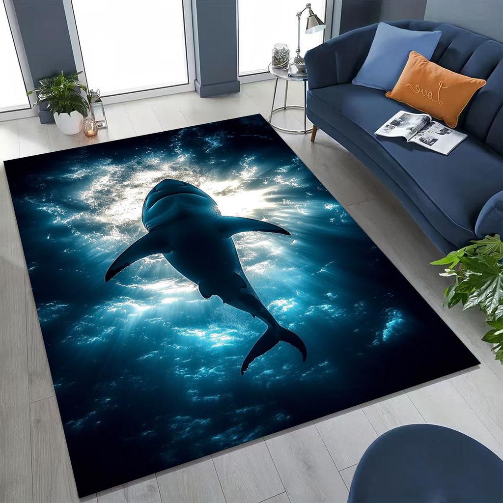 2026 New Underwater World Sea Dolphin Turtle Coral Rug for Bedroom Living Room Sofa Home Doormat Decor,Kids Non-slip Floor Mat