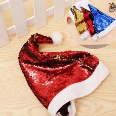 Double-Sided Flip Sequin Antler Christmas Hat - Colorful Sequin Design for Adults