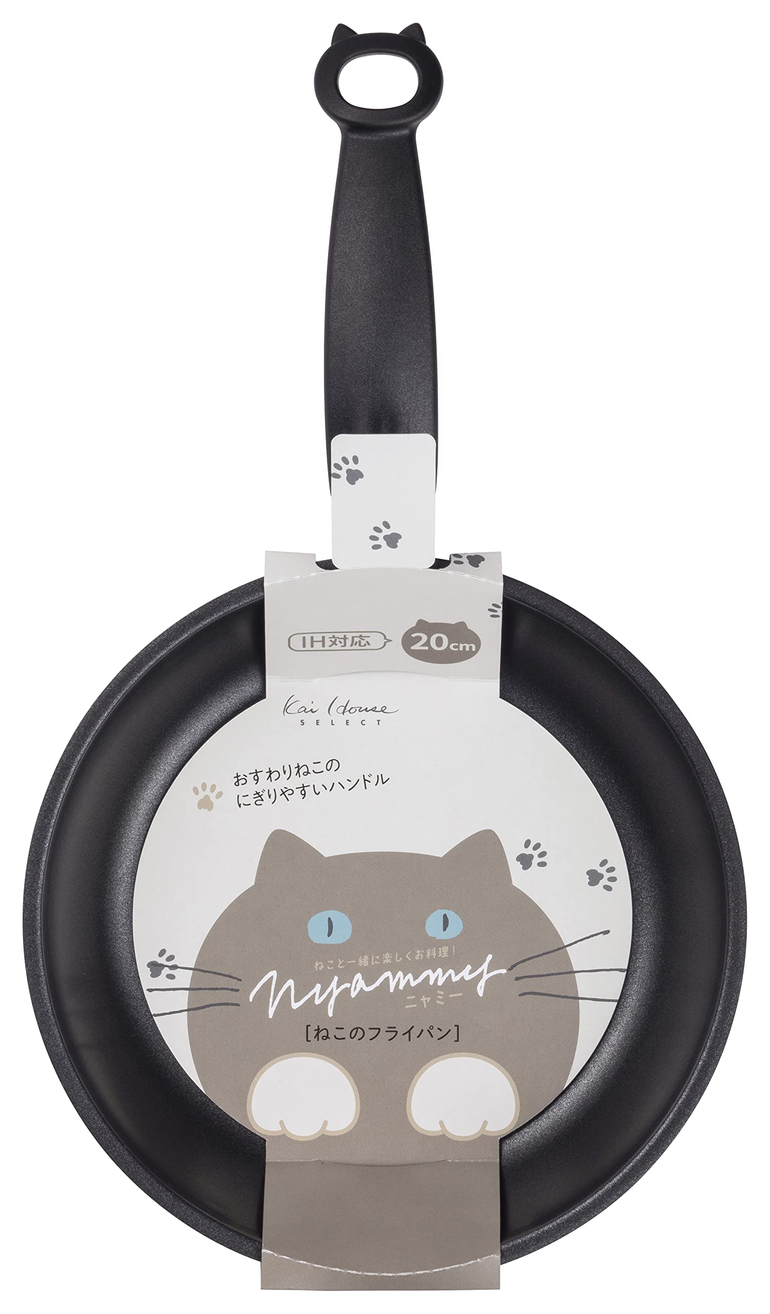 

Сковорода KAI Cat 20 см, совместимая с IH, Nyammy, тепло-серая, DW5662