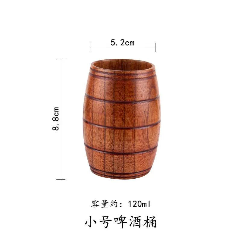 Wooden Big Belly Cups Japan Style Milk Water Cup with Handle Beer Coffee Milk Tea Mug Handmade Natural Kitchen Bar Drinkware Cup