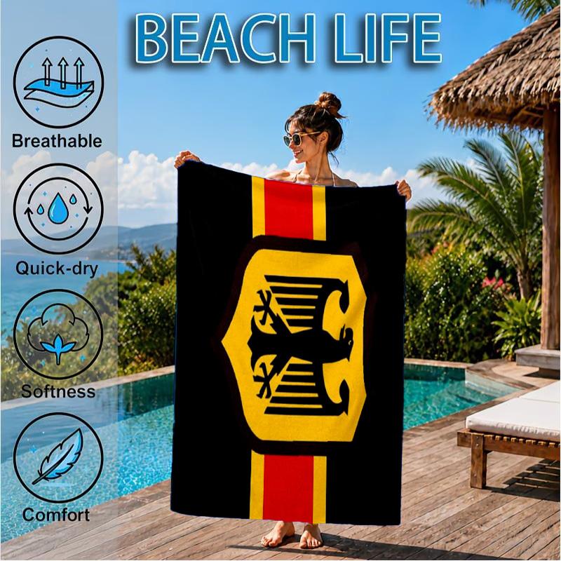 Asciugamano da Spiaggia con Emblema dell'Aquila della Germania, Asciugatura Rapida, Facile da Curare, Adatto Sia per il Fitness che per le Vacanze al Mare, Essenziale per lo Sport