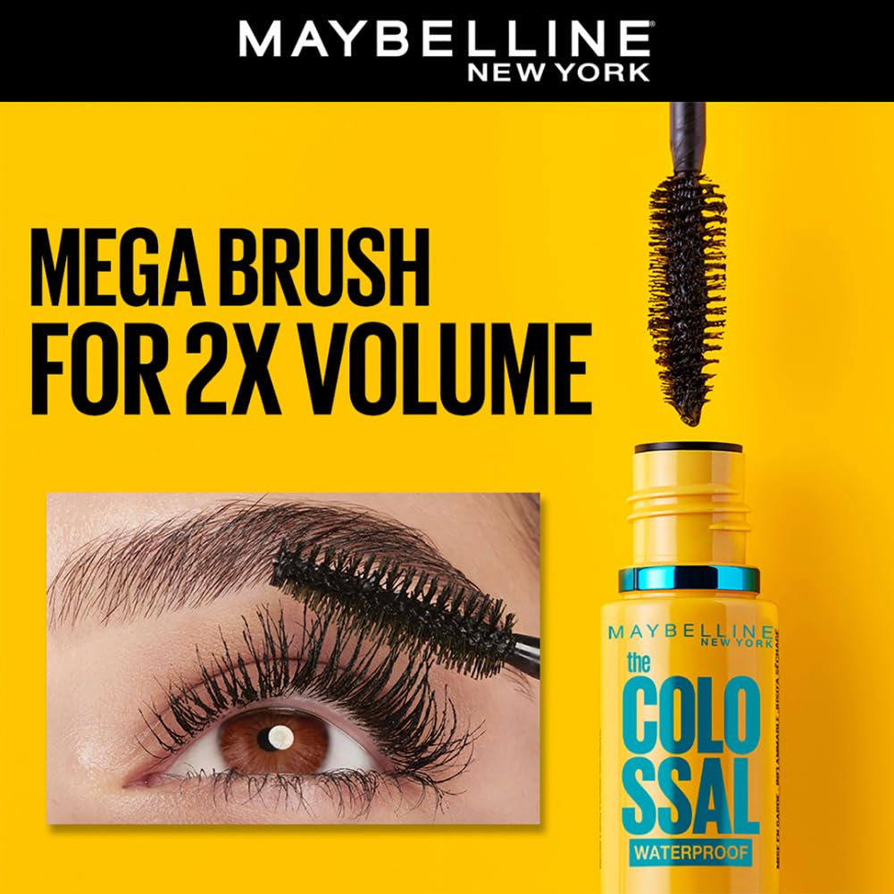 Maybelline New York Volumizing & Lengthening Mascara Waterproof Black 10ml Dramatic Eye Lash Makeup