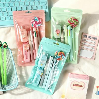 Cute Candy Stationery Set (6 Pieces) - High-Quality and Auspicious - Essential Back-to-School Stationery Gift for Students