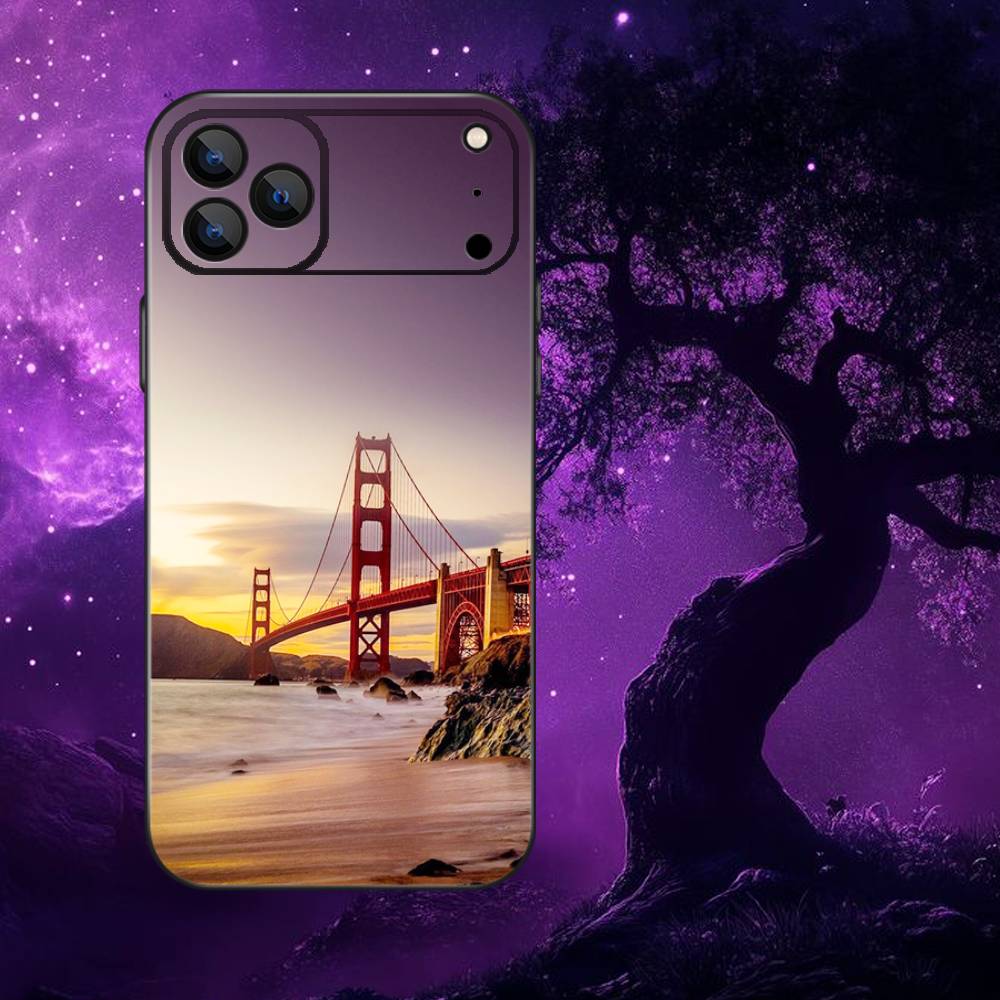 

USA Golden Gate Bridge Phone Case For iPhone 17,16,15,14,13,12,11,Pro,Max,Plus,E,SE4,Air,Mini Black Soft Funda iPhone15plus