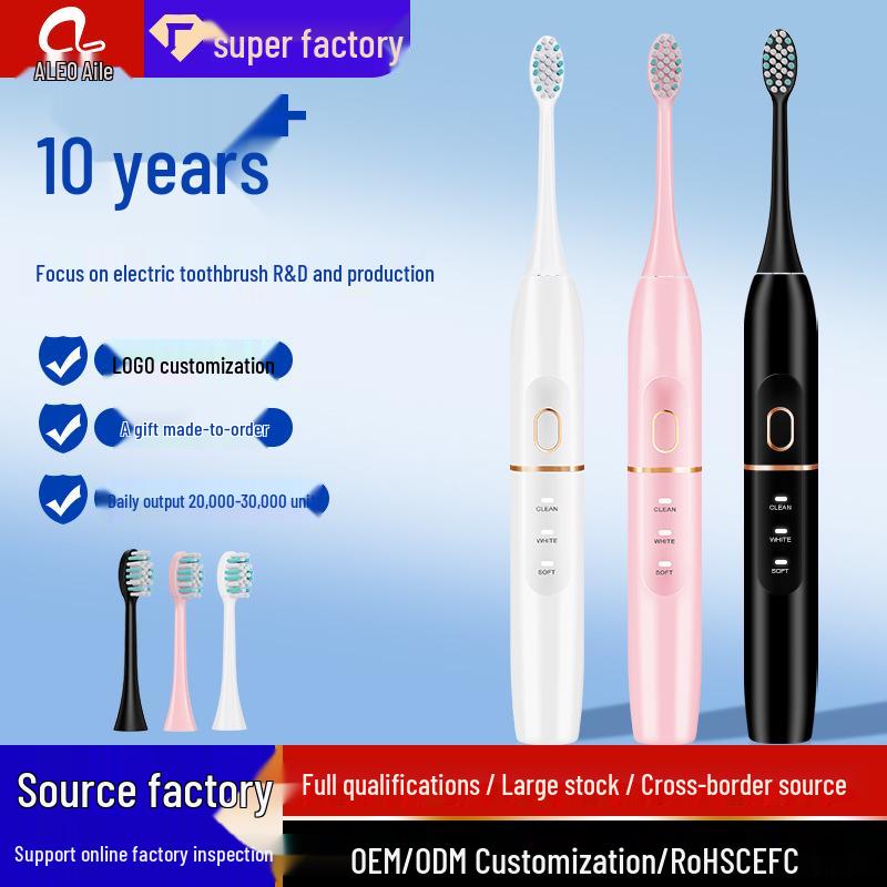 Rechargeable Electric Sonic Toothbrush with Magnetic Levitation Motor and Large Capacity Battery, Customizable Logo