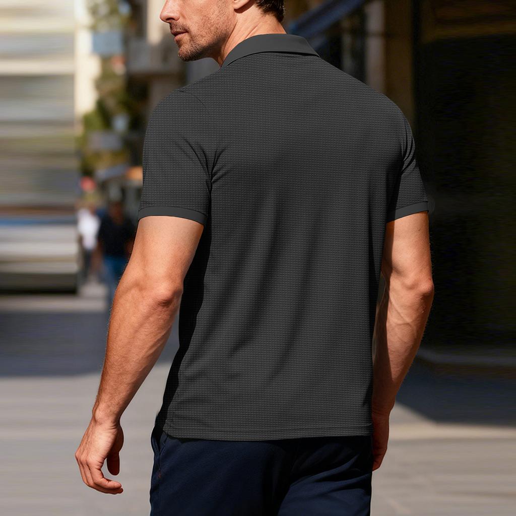 Men's Golf Shirt Casual Sports V Neck Ribbed Collar Short Sleeve Fashion Casual Color Plain Spring & Summer Regular Fit