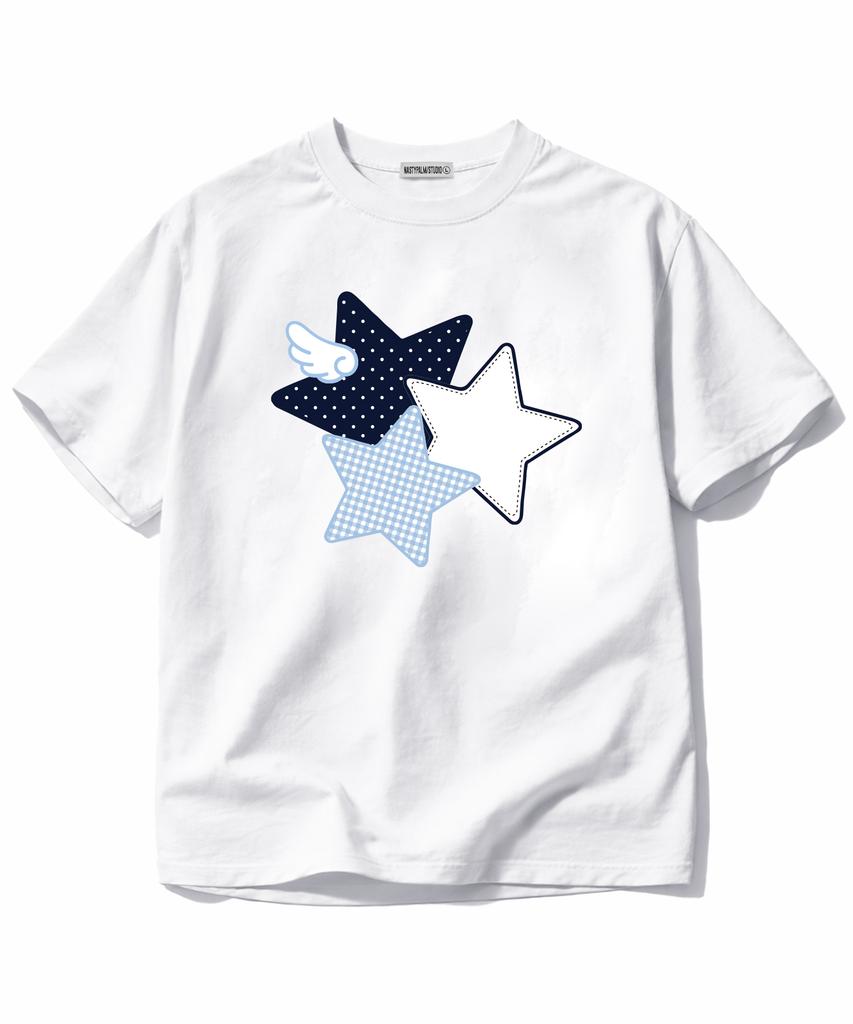 NP STUDIO Angel Star Oversized Short Sleeve T-Shirt [ White ]