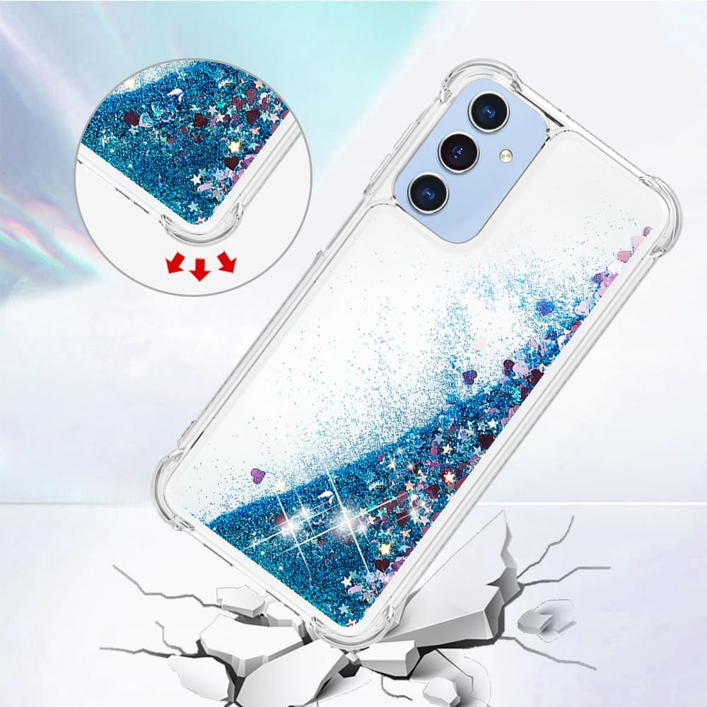 Case for Samsung Galaxy A15 5G, Glitter TPU Cover Clear Flowing Quicksand with Anti-Fall Bumper Corner Shockproof Protection Women Girly Case for