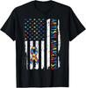 Autism Awareness Mom Dad USA Flag Pride Unisex T-Shirt