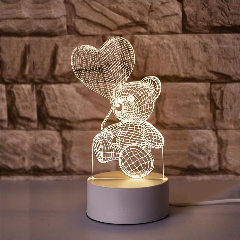 Creative 3D LED Night Light 7 Color Acrylic Veilleuse ABS Plastic Base LED Night Lamp for Children's Room Table Desk Use