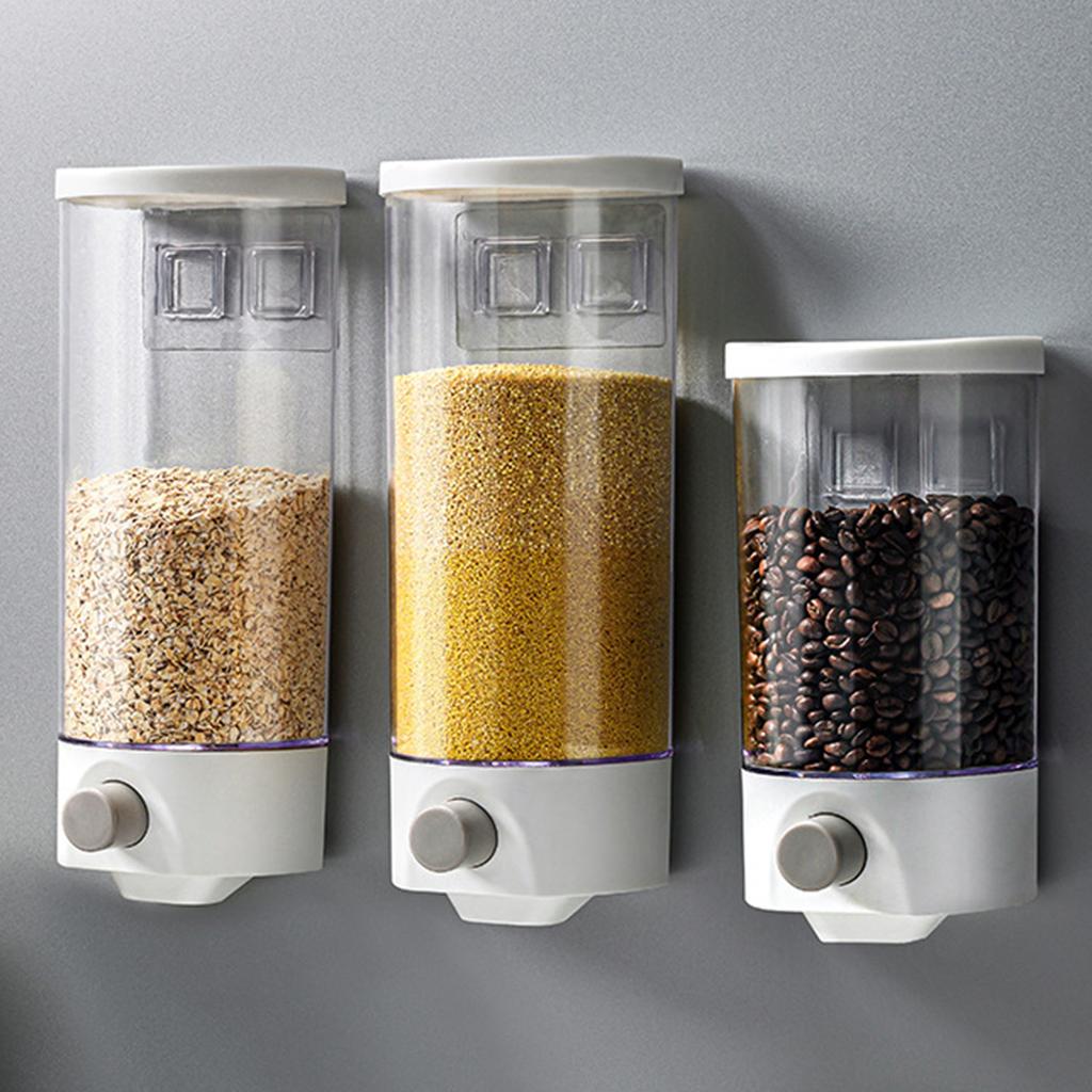 Automatic Sealed Rice Dispenser Tank Bucket Food Storage Containers with Lids Wall Mounted Kitchen Accessories