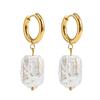 Cross-Border Fashionable Pearl Baroque Hoop Earrings, 18K Stainless Steel, High-End Look, Fade-Resistant.