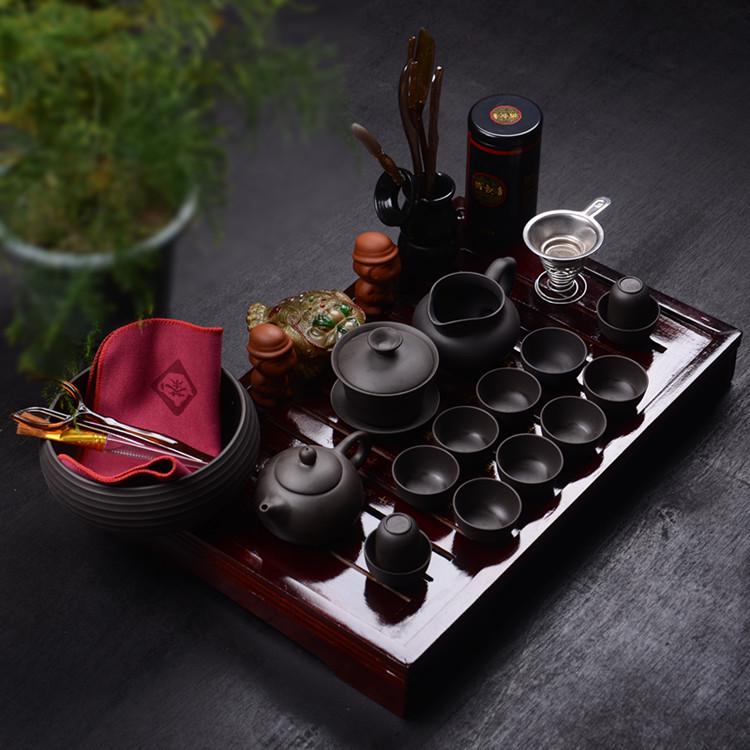 Yixing Zisha Teapot and Kung Fu Tea Set - Ceramic Gift Set Pure Glaze Yixing Zisha Teaware 28-piece Set