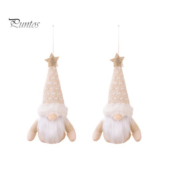 2Pcs Christmas Gnome Hanging Decoration Pink Knitted Hat Full Beard Reusable Holiday Decor Xmas Tree Dwarf Plush Ornament Pendant Party Festival Gift