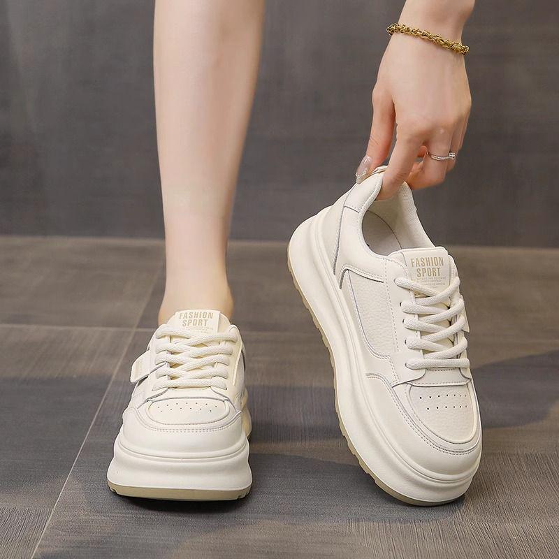 

Women s Versatile Thick-Soled White Sneakers - Trendy Height-Increasing Casual Shoes for Spring & Fall 2025 37 бежевий