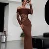 European & American Off-Shoulder Lace Long-Sleeve Dress - Sexy, High-End, Hip-Hugging Summer Style