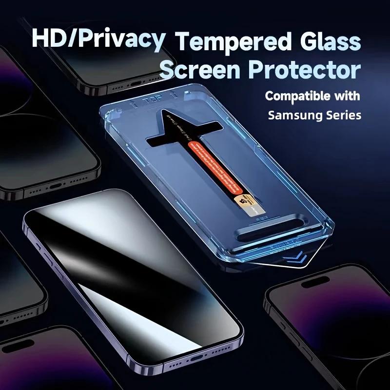 One-Click Installation HD/Privacy Tempered Glass Flim For OPPO Reno 15 14 Pro Anti-Fingerprint Screen Protect Dust Free Kit Set