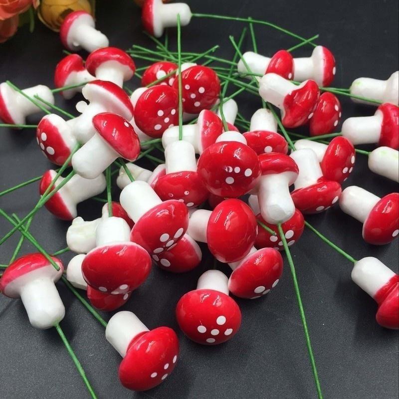 10/50/100pcs Artificial Mini Mushroom Miniatures Fairy Garden Moss Terrarium Resin Crafts Decorations Stakes Craft