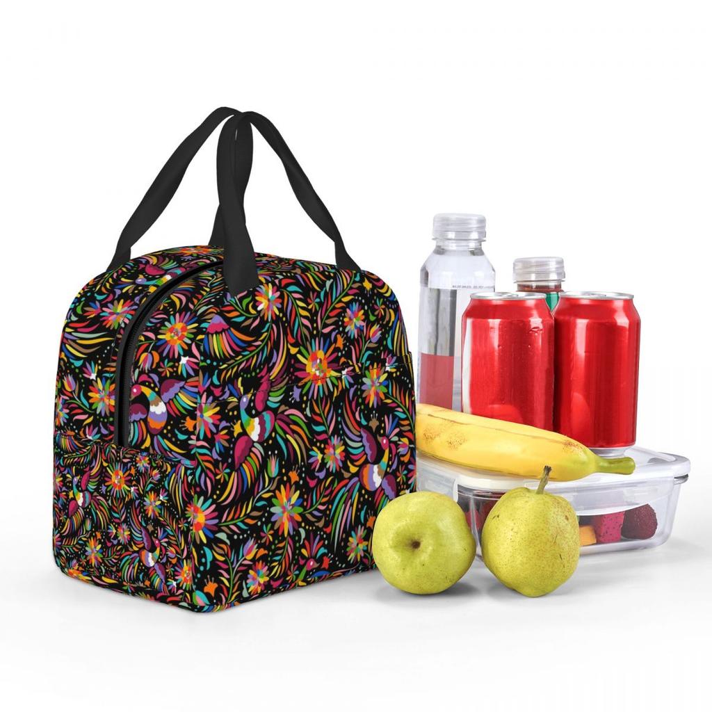 Traditional Mexican Colorful Insulated Lunch Bag for Women Kids Portable Food Boxes Thermal Lunch Box Tote