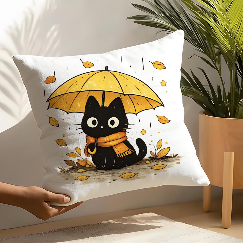 Cute Cartoon Plush Cat 4 Pillow Case Linen Cushion Covers For Decorative Sofa Home Pillows Case Car Chair Pillows Cases